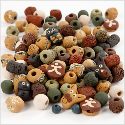 Keramikperlen, Größe 7-18 mm, Lochgröße 2-4 mm, Sortierte Farben, 300 g/ 1 Pck von Diverse