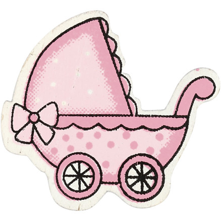 Kinderwagen, Größe 34x31 mm, Dicke 1,7 mm, Rosa, 10 Stk/ 1 Pck Kinderwagen, Größe 34x31 mm, Dicke 1,7 mm, Rosa, 10 Stk/ 1 Pck von Diverse
