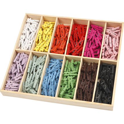 Kleine Wäscheklammer, L 25 mm, B 3 mm, Sortierte Farben, 12x24 Stk/ 1 Pck von Diverse