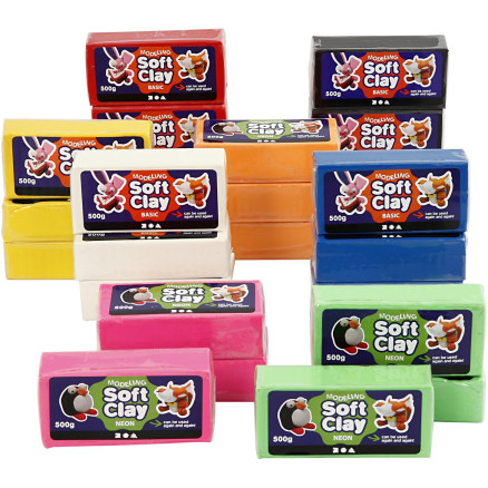 Knetmasse, Größe 13x6x4 cm, Sortierte Farben, 24x500 g/ 1 Pck von Diverse