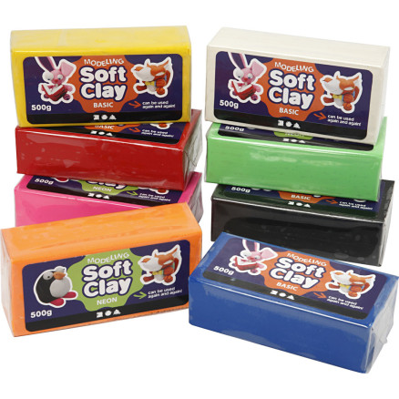 Knetmasse, Sortierte Farben, 8x500 g/ 1 Pck von Diverse