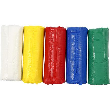 Knetmasse, H 9,5 cm, Sortierte Farben, 5x80 g/ 1 Pck von Diverse