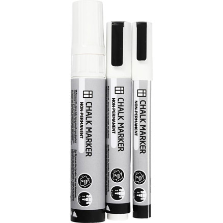 Kreidestifte, Strichstärke 3+6+15 mm, Weiß, 3 Stk/ 1 Pck von Diverse