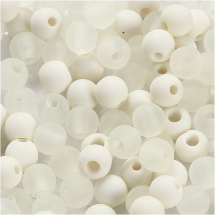 Kunststoffperlen, Durchm. 6 mm, Lochgröße 2 mm, cremefarben, 40g/ 1 Pk. von Diverse