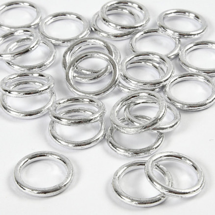 Kunststoffring, Größe 15 mm, Dicke 2 mm, silber, 25 Stück / 1 Pk. von Diverse