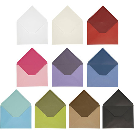 Umschläge, Umschlaggröße 11,5x16 cm, Inhalt kann variieren , 100 g, Sortierte Farben, 30 Pck/ 1 Pck von Diverse