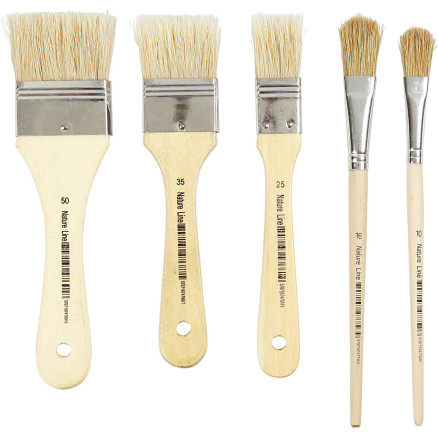 Lackierpinsel - Sortiment, Nr. 10+16+25+35+50, L 18,5-21,5 cm, B 13-50 mm, Flach, 10 Stk/ 1 Pck von Diverse