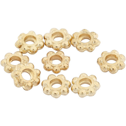 Led-Perle, Durchm. 6 mm, Lochgröße 2 mm, vergoldet, 100 Stück / 1 Pk. von Diverse