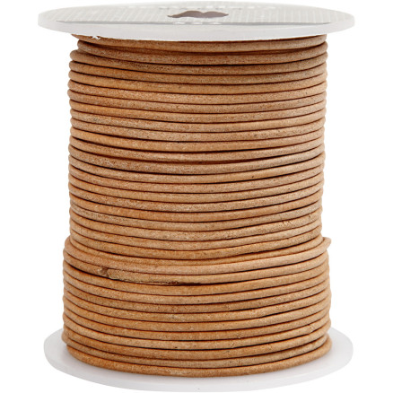 Lederband, Dicke 2 mm, Beige, 50 m/ 1 Rolle von Diverse