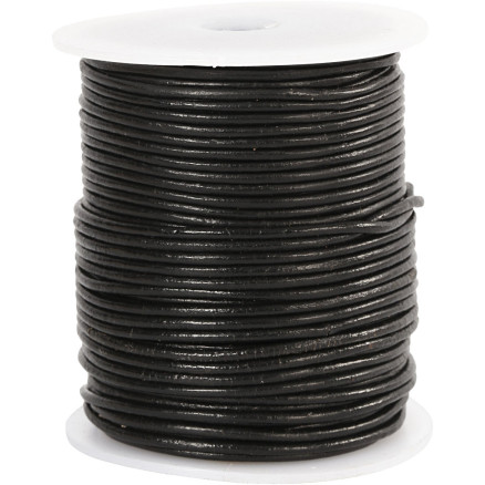 Lederband, Dicke 2 mm, Schwarz, 50 m/ 1 Rolle von Diverse