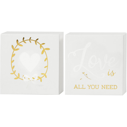 Leinwand mit Golddruck für Aquarell, H: 10,16 cm, T: 2,54 cm, B: 10,16 cm, weiß, 2 Stk. / 1 Pk. Leinwand mit Golddruck für Aquarell, H: 10,16 cm, T: 2,54 cm, B: 10,16 cm, weiß, 2 Stk. / 1 Pk. von Diverse