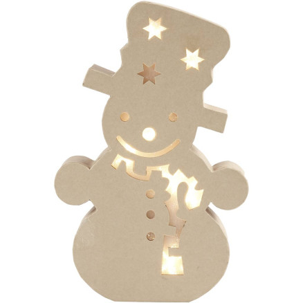 Leuchtende Pappmaché-Figur, Schneemann, H 27 cm, T 4 cm, B 17,5 cm, 1 Stk von Diverse