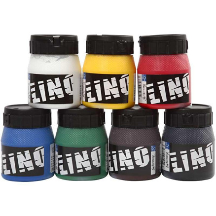 Linoldruckfarbe, Sortierte Farben, 7x250 ml/ 1 Pck von Diverse