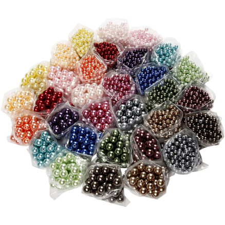 Luxus-Wachsperlen, Sortiment, D 6+10 mm, Lochgröße 1,5+2 mm, Sortierte Luxus-Wachsperlen, Sortiment, D 6+10 mm, Lochgröße 1,5+2 mm, Sortierte von Diverse