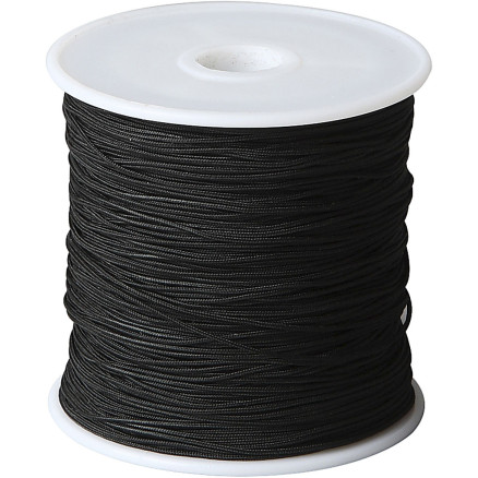 Macramé-Kordel, Dicke 0,8 mm, Schwarz, 50 m/ 1 Rolle Macramé-Kordel, Dicke 0,8 mm, Schwarz, 50 m/ 1 Rolle von Diverse