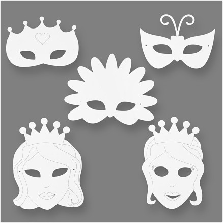 Märchen-Masken, H 13,5-25 cm, B 17-25 cm, 230 g, Weiß, 16 Stk/ 1 Pck von Diverse