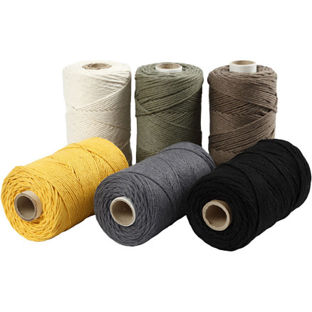 Makramée-Garn, L 198 M, D 2 mm, Sortierte Farben, 6x330 g/ 1 Pck Makramée-Garn, L 198 M, D 2 mm, Sortierte Farben, 6x330 g/ 1 Pck von Diverse