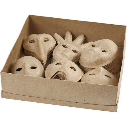 Masken, H 12-21 cm, 60 Stk/ 1 Pck von Diverse
