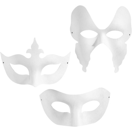 Masken - Sortiment, H 10-20 cm, B 18-20 cm, Weiß, 3x4 Stk/ 1 Pck von Diverse