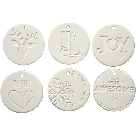 Medaillons zum Aufhängen, Größe 7x7 cm, Dicke 0,6 cm, Weiß, 24 Stk/ 1 Pck Medaillons zum Aufhängen, Größe 7x7 cm, Dicke 0,6 cm, Weiß, 24 Stk/ 1 Pck von Diverse