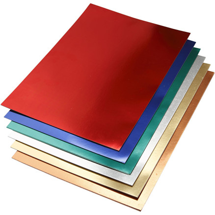 Metallic-Folienkarton, A2, Blatt 420x594 mm, 280 g, Sortierte Farben, Metallic-Folienkarton, A2, Blatt 420x594 mm, 280 g, Sortierte Farben, von Diverse
