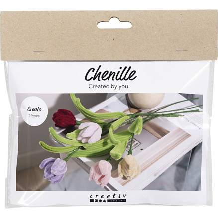Mini DIY Kit Chenille Blumen, Tulpen, versch. Farben, 1 Pk. von Diverse