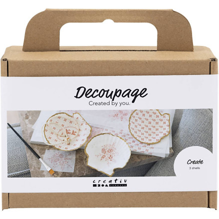 Mini DIY Kit Decoupage, Muscheln, zartrosa, 1 Pk. von Diverse
