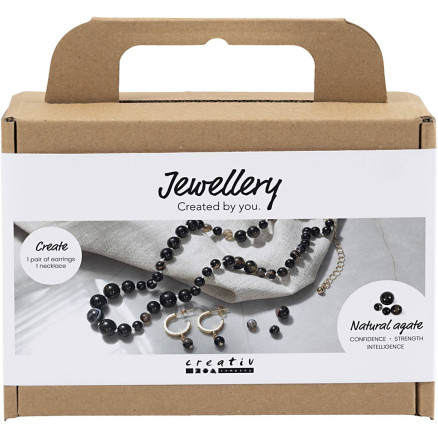 Mini DIY Kit Jewellery, Halskette und Ohrringe, schwarz, weiß, 1 Pk. Mini DIY Kit Jewellery, Halskette und Ohrringe, schwarz, weiß, 1 Pk. von Diverse