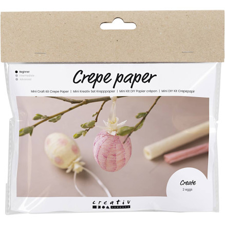 Mini DIY Kit Krepppapier, Eier, Hellrosa, Hellgelb, 1 Pk. von Diverse