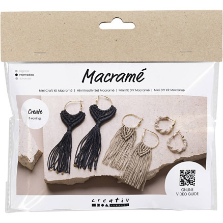 Mini DIY Kit Makramee, Ohrringe, schwarz, olivbraun, sand, 1 Pk. Mini DIY Kit Makramee, Ohrringe, schwarz, olivbraun, sand, 1 Pk. von Diverse