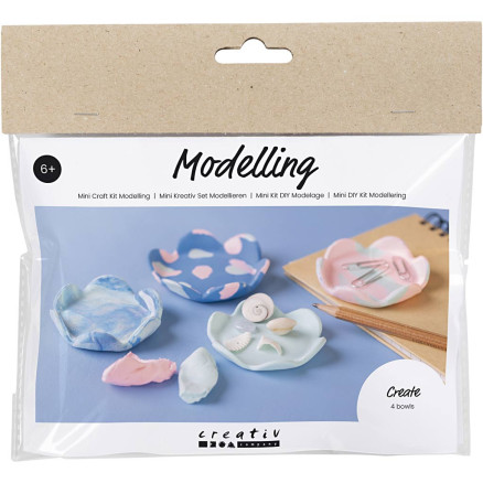 Mini DIY Kit Modellieren, Schalen, pastellblau, hellrosa, 1 Pk. Mini DIY Kit Modellieren, Schalen, pastellblau, hellrosa, 1 Pk. von Diverse