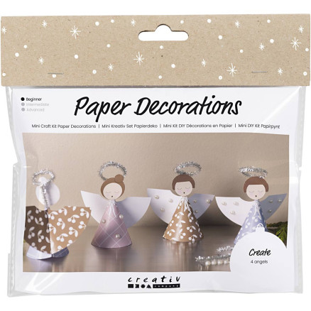 Mini DIY Kit Papierdekorationen, Engel, versch. Farben, 1 Pk. von Diverse