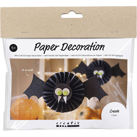 Mini DIY Kit Papierdekorationen, Fledermaus, schwarz, weiß, 1 Pk. von Diverse