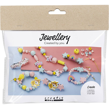Mini DIY Kit Schmuck, Halskette, Armband, Haarschmuck, hellblau, hellrot, gelb, 1 Pk. Mini DIY Kit Schmuck, Halskette, Armband, Haarschmuck, hellblau, hellrot, gelb, 1 Pk. von Diverse