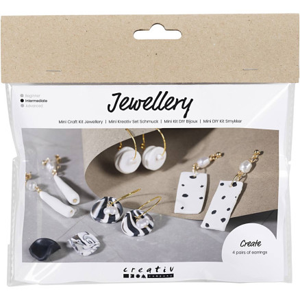 Mini DIY Kit Schmuck, Ohrringe, schwarz, weiß, 1 Pk. von Diverse