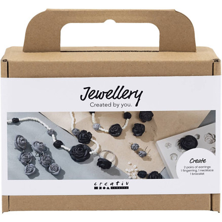 Mini DIY Kit Schmuck, Rosen, schwarz, schwarz/weiß, weiß, 1 Pk. von Diverse