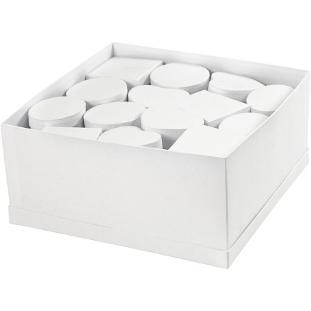Mini-Deckelkartons - Sortiment, H 5 cm, D 10-12 cm, Weiß, 27 Stk/ 1 Pck von Diverse