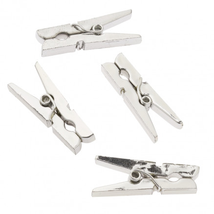 Mini Klammer Holz Silber 3cm - 12 Stk von Diverse