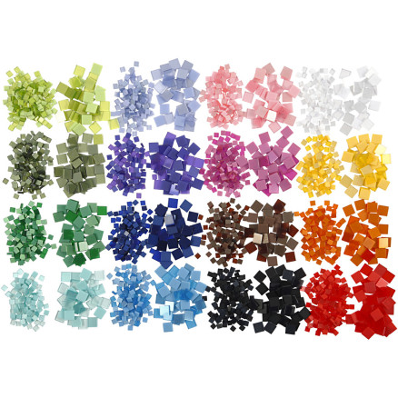 Mini-Mosaik, Größe 5x5+10x10 mm, Dicke 2 mm, 32x25 g/ 1 Pck von Diverse