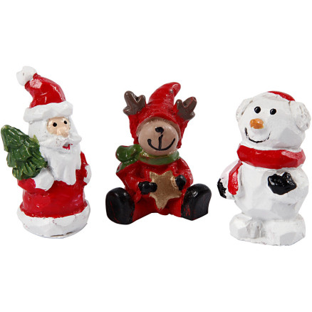 Miniatur-Figuren, Nikolaus, Rentier, Schneemann, H 35 mm, L 10 mm, 3 Stk/ 1 Pck Miniatur-Figuren, Nikolaus, Rentier, Schneemann, H 35 mm, L 10 mm, 3 Stk/ 1 Pck von Diverse