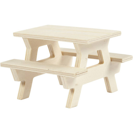 Miniatur-Picknick-Tisch, H 5,5 cm, L 8 cm, B 8 cm, 1 Stk Miniatur-Picknick-Tisch, H 5,5 cm, L 8 cm, B 8 cm, 1 Stk von Diverse