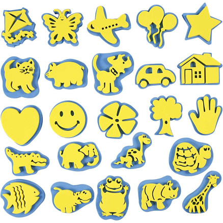 Moosgummi-Stempel, H 6-8 cm, B 6-8 cm, 24 Stk/ 1 Pck von Diverse