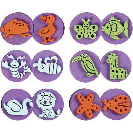 Moosgummi-Stempel, Zoo, D 7,5 cm, Dicke 2,5 cm, 6 Stk/ 1 Pck von Diverse