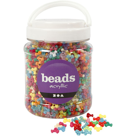 Kunststoffperlen-Mix, D 10 mm, Lochgröße 2 mm, Sortierte Farben, 385 g, 700 ml/ 1 Dose von Diverse