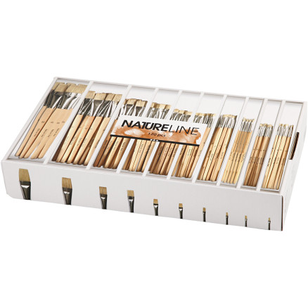 Nature Line Pinsel, Nr. 00+0+1+2+4+8+12+14+20+22, L 17,5-20,5 cm, B 3-22 mm, Flach, 10x12 Stk/ 1 Pck von Diverse