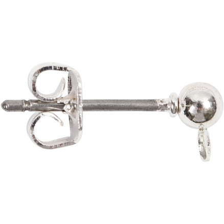 Ohrstecker, L: 13mm, versilbert, 100 Stk von Diverse