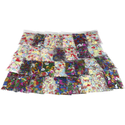 Pailletten-Mix - Sortiment, Größe 7-30 mm, Sortierte Farben, 32x25 g/ 1 Pck von Diverse