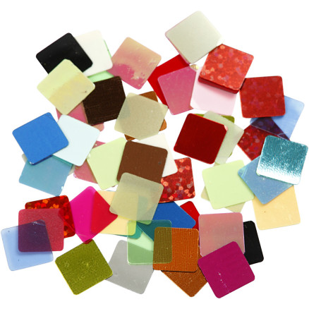 Pailletten-Mosaik, Größe 10x10 mm, Sortierte Farben, 250 g/ 1 Pck von Diverse