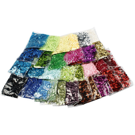 Pailletten - Sortiment, Größe 6 mm, 32x25 g/ 1 Pck von Diverse
