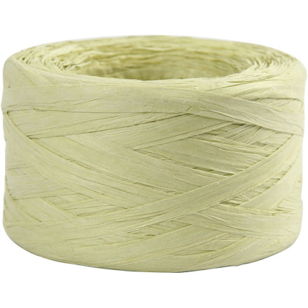 Papierbast (Raffia), B 7-8 mm, Hellgrün, 100 m/ 1 Rolle von Diverse